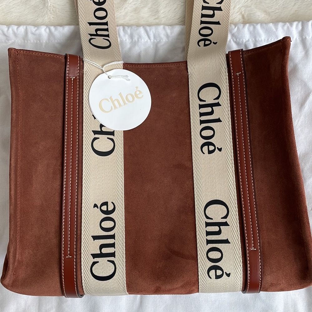 Chloe woody tote suede